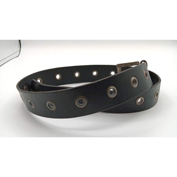 Genuine Leather Belt Women 32 (M) Black Western Cowgirl Boho Eyelets Statement - Picture 4 of 9